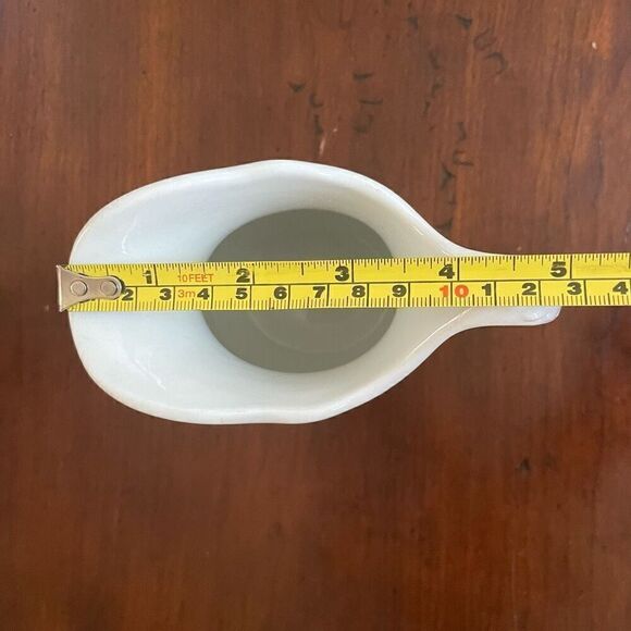 Vintage Albert Pick Co. Vitrified Cream Pitcher or Vase with Green Trim - Picture 10 of 12